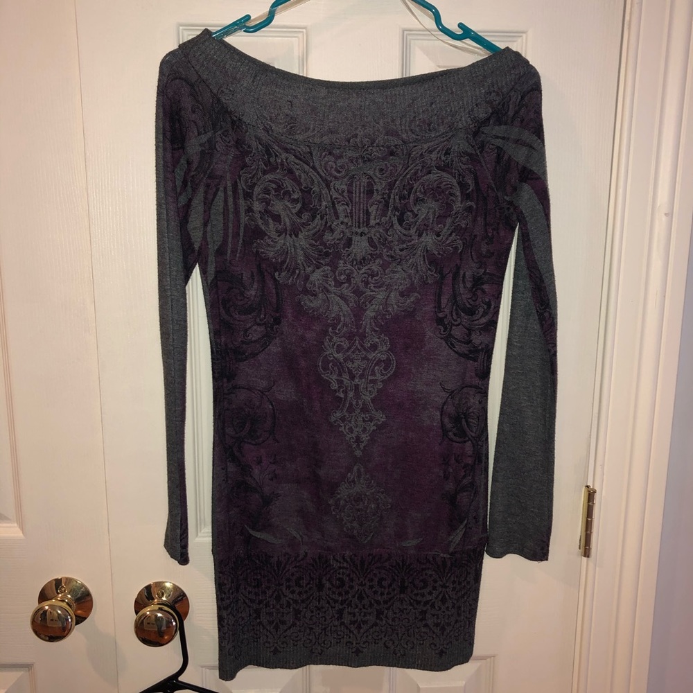 Gray and purple tunic